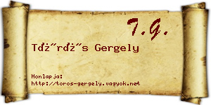 Törös Gergely névjegykártya