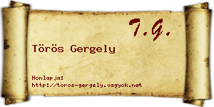 Törös Gergely névjegykártya
